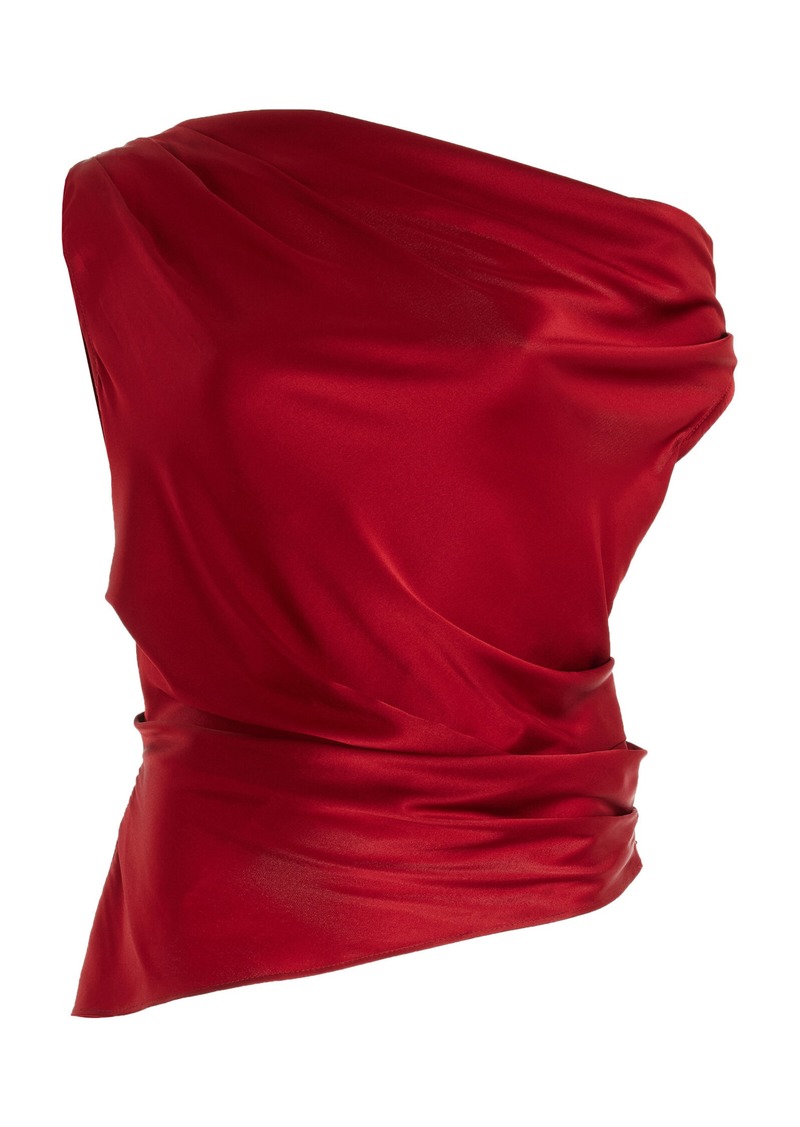 STAUD - Phare Draped Stretch-Silk Top - Red - US 2 - Moda Operandi