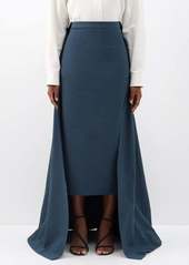 Staud - Prunella Detachable-layer Cotton-blend Midi Skirt - Womens - Dark Blue