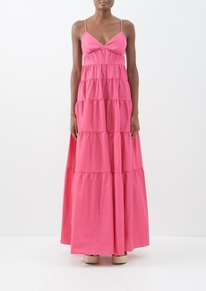 Staud - Ripley Gathered Taffeta Maxi Dress - Womens - Pink