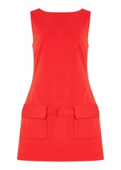 STAUD - Sheila Belted Stretch-Crepe Mini Dress - Red - XS - Moda Operandi
