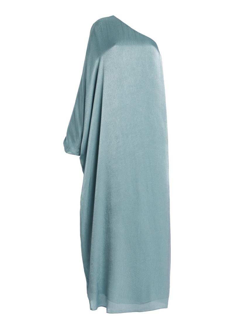 STAUD - Sonia Asymmetric Hammered Satin Gown - Green - XS - Moda Operandi