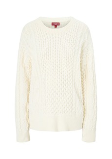 STAUD - Tracy Cable-Knit Cotton-Blend Sweater - White - S - Moda Operandi
