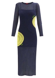 Staud - Tulipano Crochet-appliqué Knit Dress - Womens - Navy