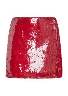 STAUD - Vedette Sequined Mini Skirt - Red - US 12 - Moda Operandi