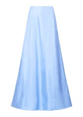 STAUD - Vincenzo Silk Maxi Skirt - Blue - US 4 - Moda Operandi