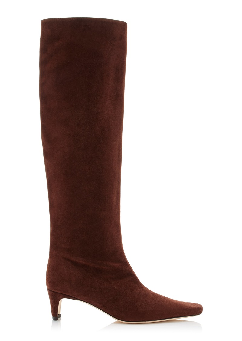 STAUD - Wally Suede Knee Boots - Brown - IT 38.5 - Moda Operandi