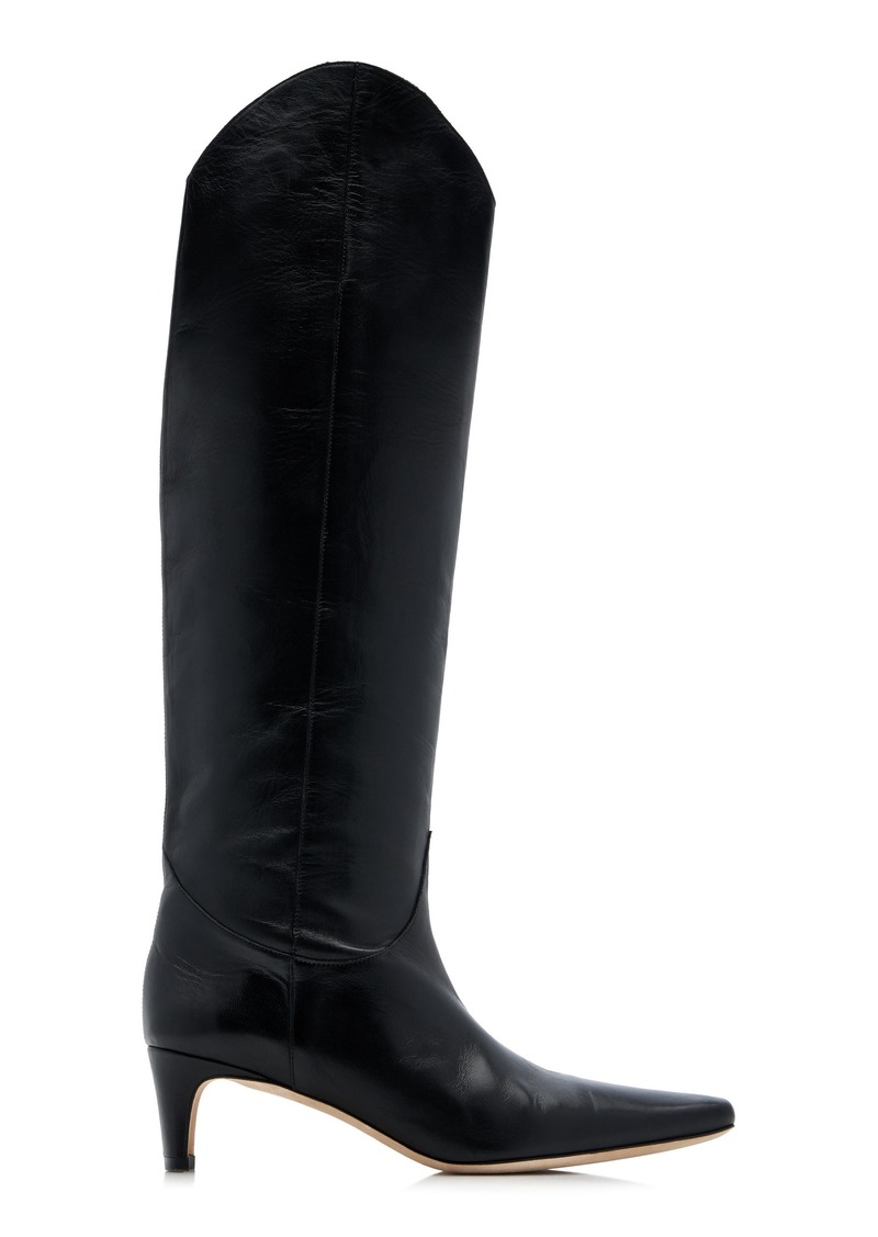 STAUD - Wally Tall Leather Western Boots - Black - IT 37 - Moda Operandi