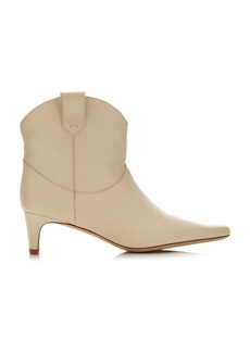 STAUD - Wally Western Leather Ankle Boots - Ivory - IT 37 - Moda Operandi