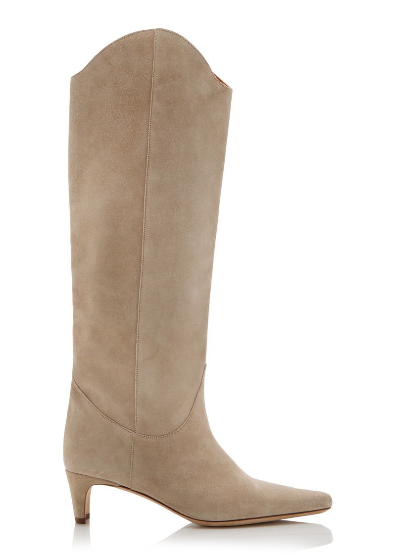 STAUD - Wally Western Suede Knee Boots - Ivory - IT 36 - Moda Operandi