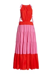 STAUD - Women's Minerva Two-Tone Shell Maxi Dress - Pink/blue - Moda Operandi