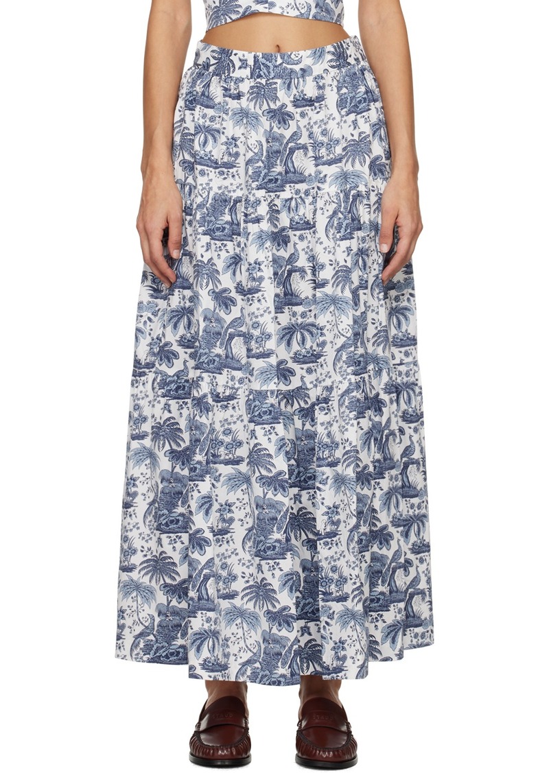 Staud Blue Idalino Maxi Skirt