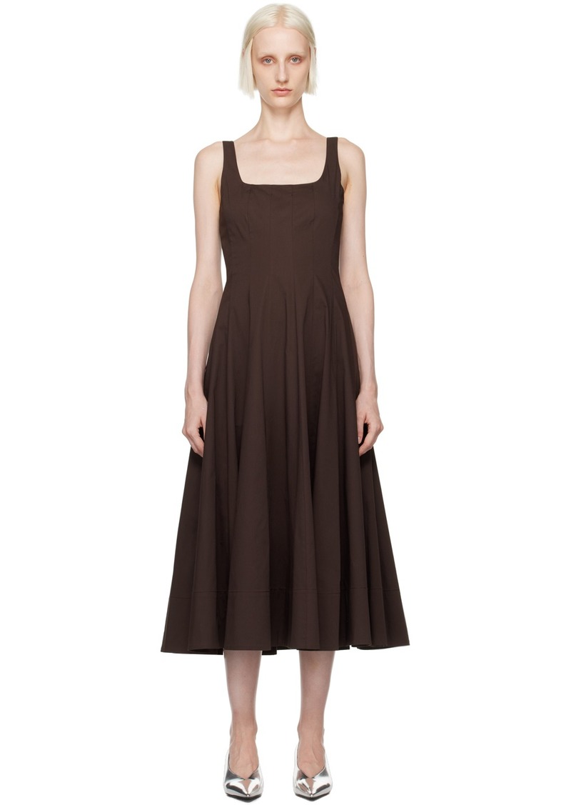 Staud Brown Wells Midi Dress