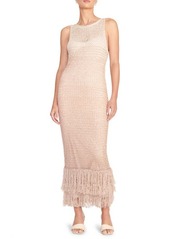 STAUD Constanza Fringe Mesh Stitch Sweater Dress