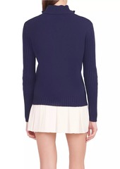 STAUD COURT Serve Rib-Knit Embroidered Sweater