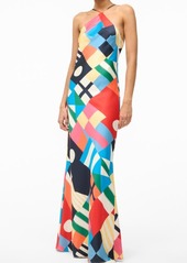 STAUD Cubism Halter Maxi Dress