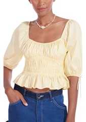 STAUD Faye Smocked Crop Top in Ginger at Nordstrom