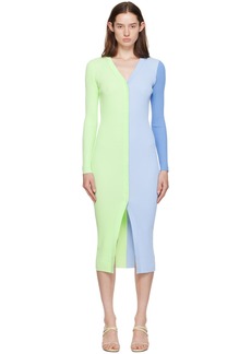 Staud Green & Blue Shoko Midi Dress