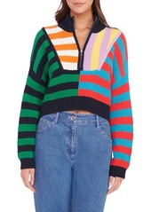 STAUD Hampton Half Zip Crop Sweater