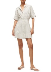 STAUD Lorenza Stripe Stretch Cotton Mini Shirtdress