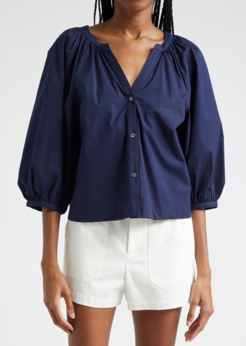STAUD New Dill Stretch Cotton Button-Up Blouse