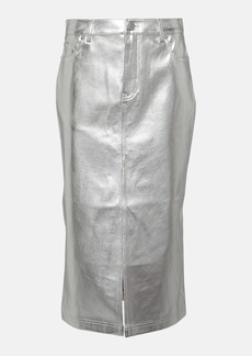 Staud Oaklyn metallic faux leather midi skirt