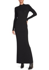 STAUD Palmira Long Sleeve Open Back Rib Sweater Dress