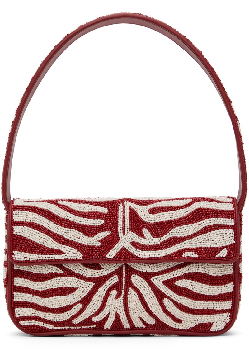 Staud Red & White Tommy Beaded Bag