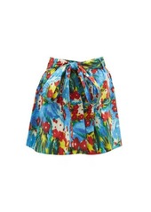 Staud Sage belted floral-print cotton-blend shorts