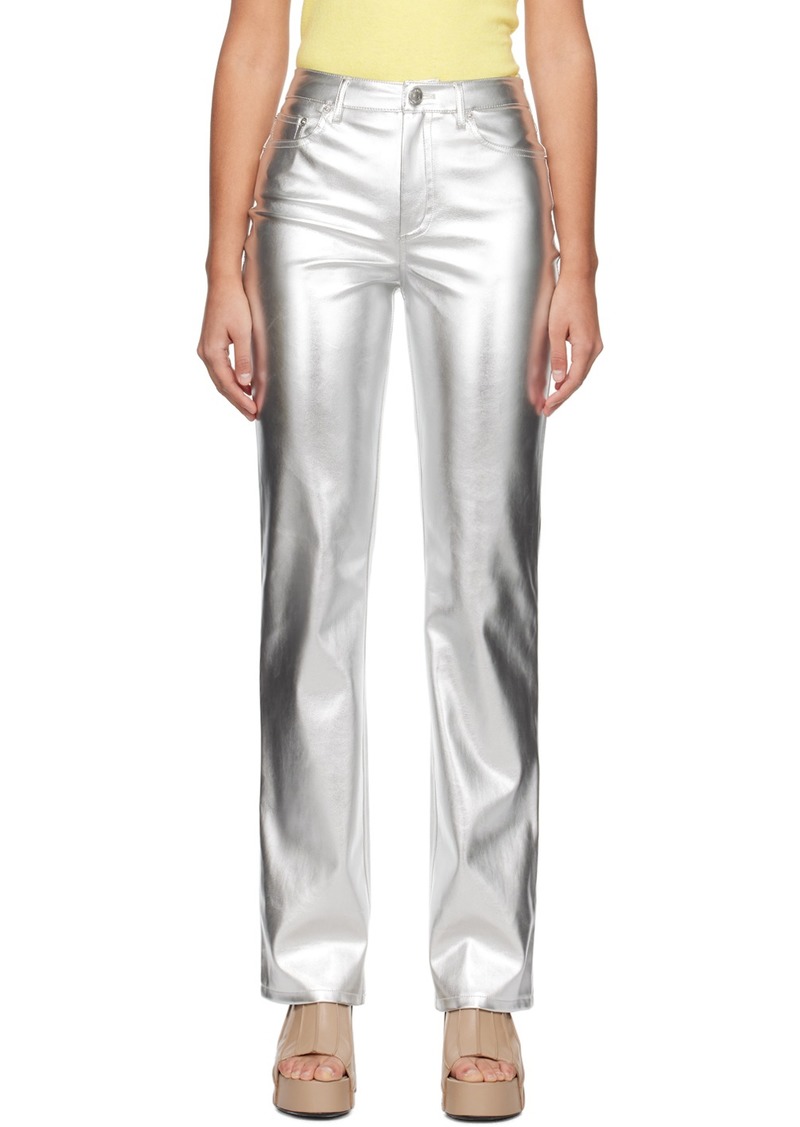 Staud Silver Chisel Faux-Leather Trousers