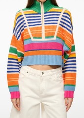 STAUD Stripe Crop Cotton Blend Sweater