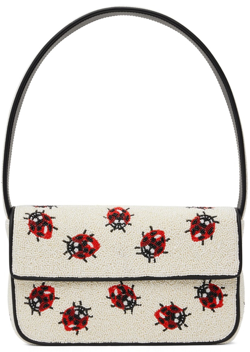 Staud White & Black Tommy Beaded Bag