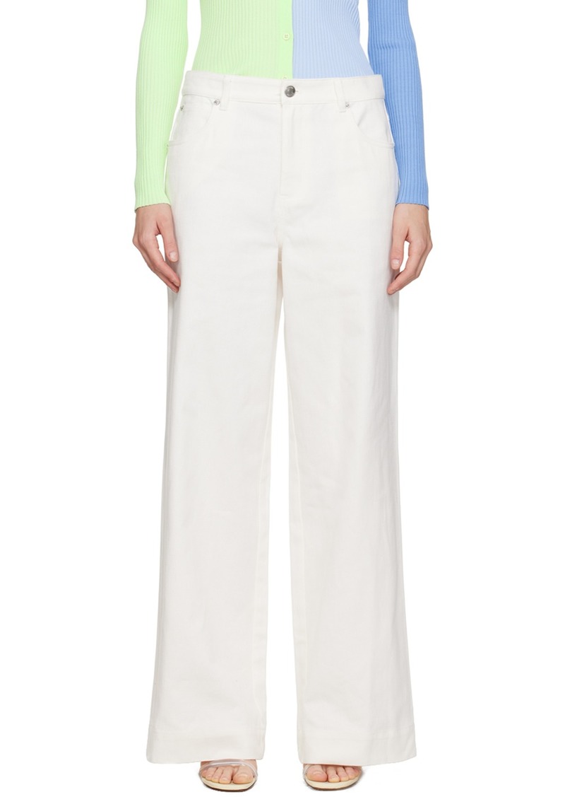 Staud White Grayson Denim Trousers