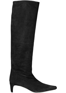 Staud Women Wally Suede Leather Knee Hight Low Heels Boots Black