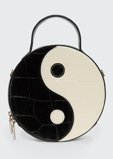 Staud Yin Yang Round Moc-Croc Crossbody Bag