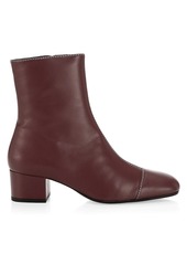 STAUD Stella Square-Toe Leather Ankle Boots