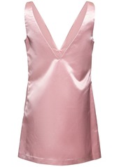 STAUD Teagan Tech Satin V-neck Mini Dress