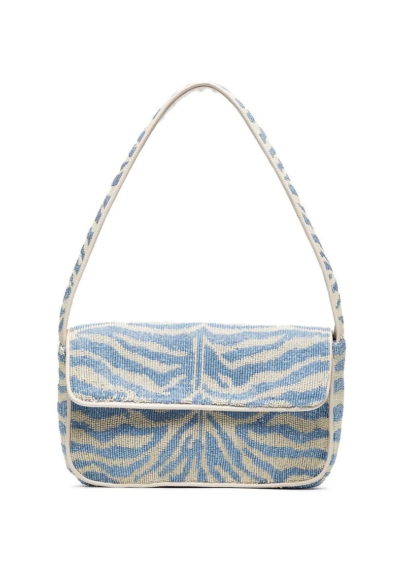 STAUD Tommy beaded zebra pattern shoulder bag