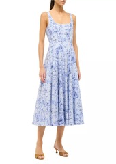 STAUD Wells Floral Cotton Midi-Dress