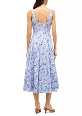 STAUD Wells Floral Cotton Midi-Dress