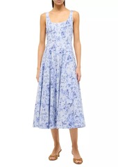 STAUD Wells Floral Cotton Midi-Dress