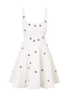 STAUD Wells Ladybug Stretch-Cotton Fit-And-Flare Minidress