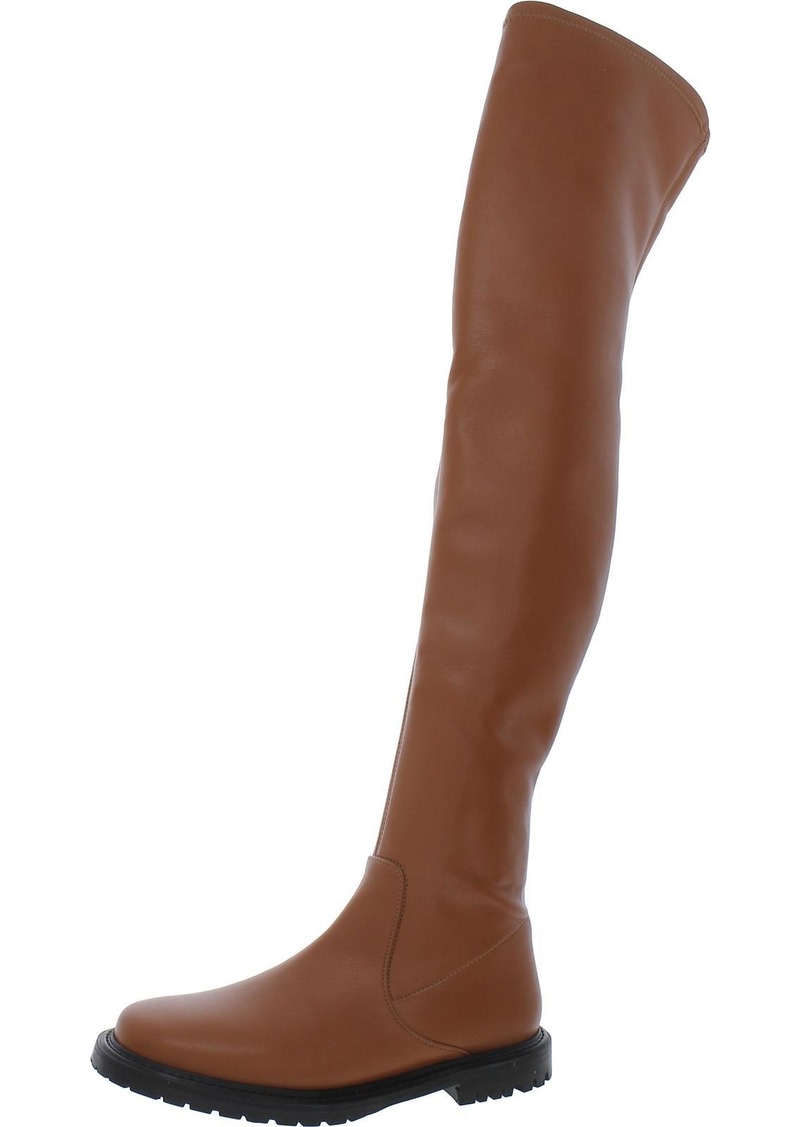 STAUD Womens Faux Leather Lug Sole Over-The-Knee Boots