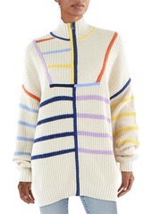 STAUD Womens Stripe Ribbed Pullover Sweater