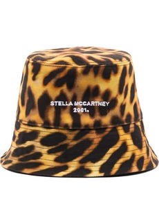 Stella McCartney 2001-logo leopard-print bucket hat