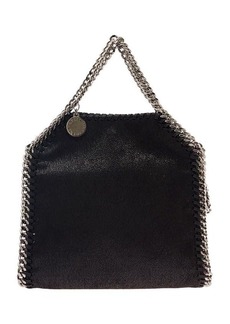 Stella McCartney '3Chain' Mini Black Tote Bag with Logo Engraved on Charm in Faux Leather Woman