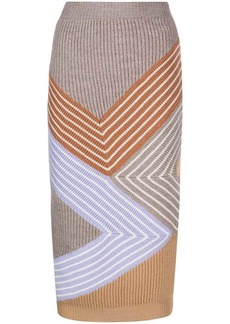 Stella McCartney 3D stripes wool midi skirt