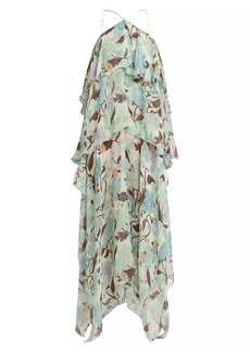 Stella McCartney Asymmetric Floral Silk Dress
