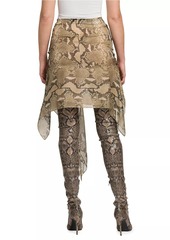 Stella McCartney Asymmetric Python-Print Silk Skirt