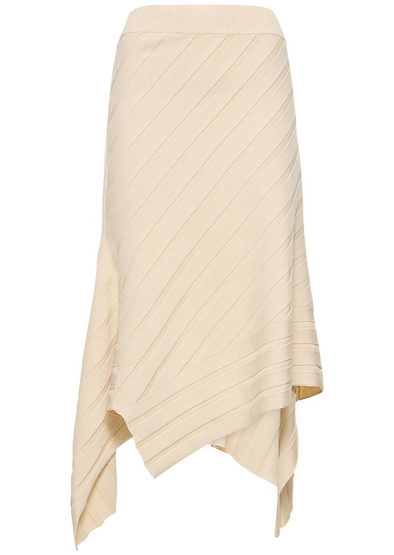 Stella McCartney Asymmetric Rib Knit Midi Skirt