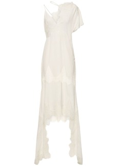 Stella McCartney Asymmetric Silk & Lace Maxi Dress
